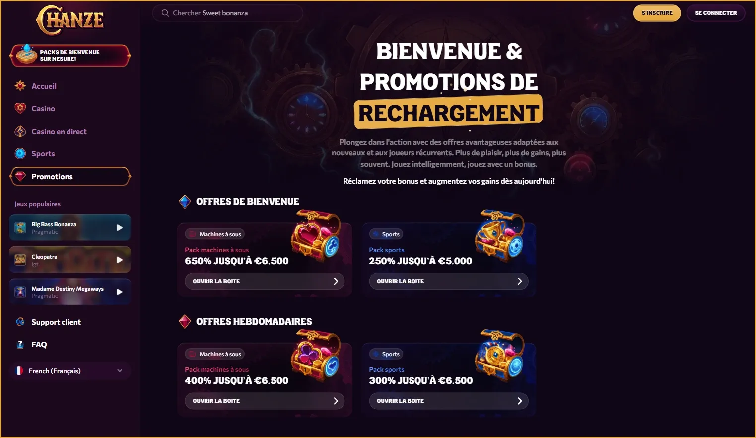 Casino Chanze France Bonus et Promotions